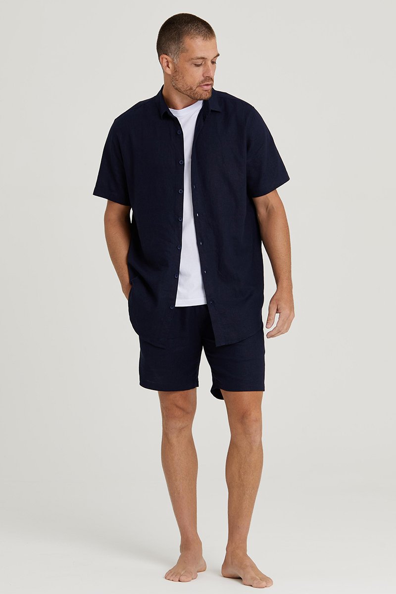 01 bermuda master linho azul marinho