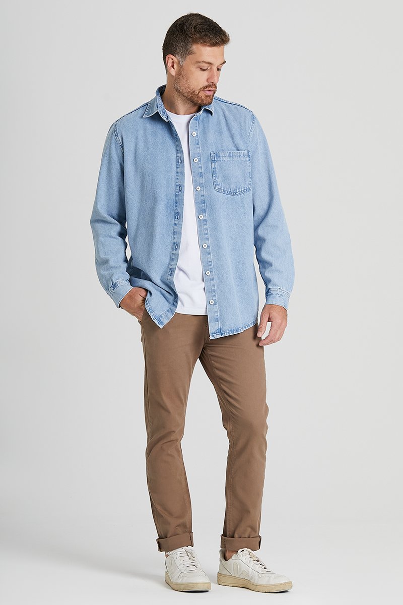 07 camisa manga longa jeans azul