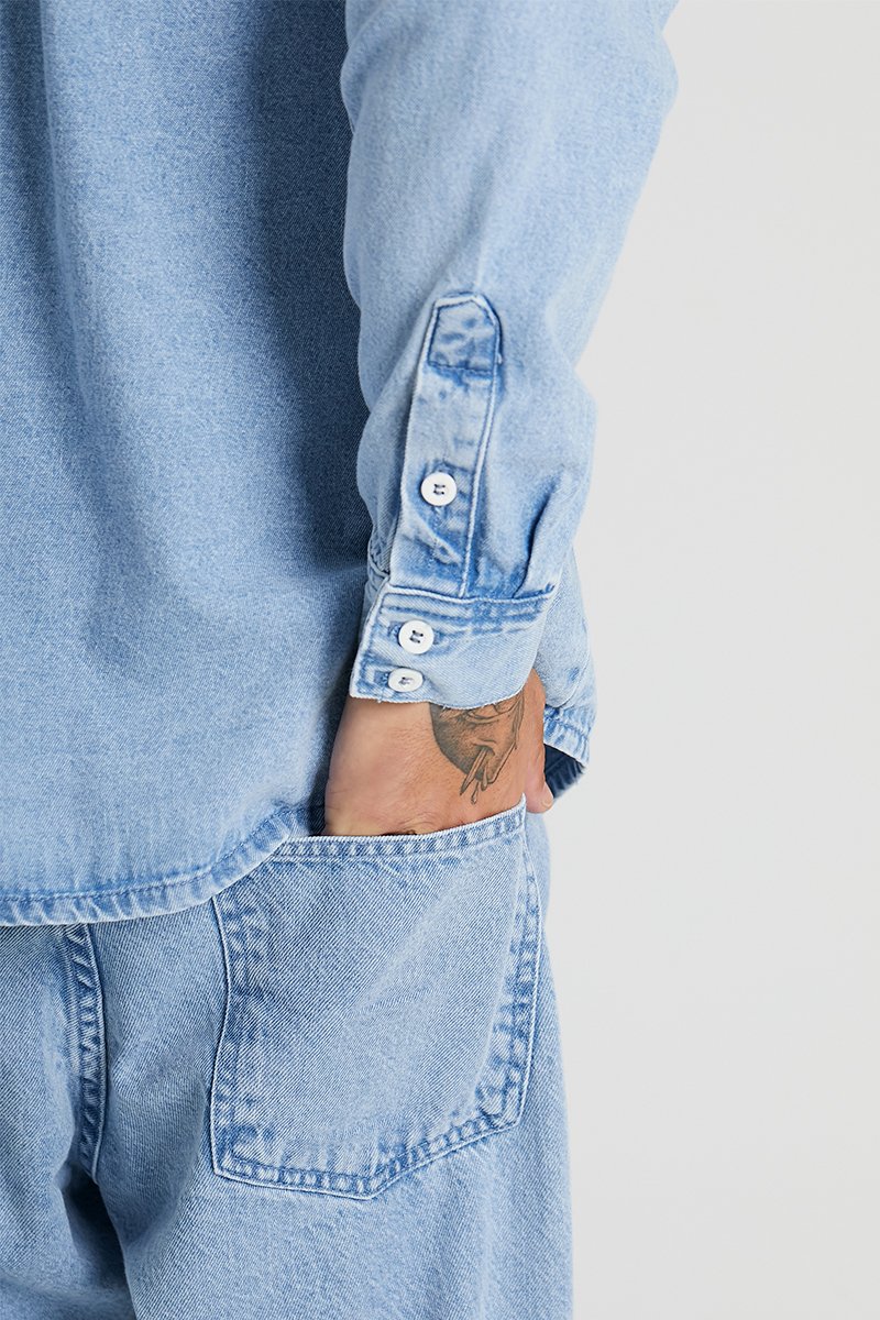 11 camisa manga longa jeans azul